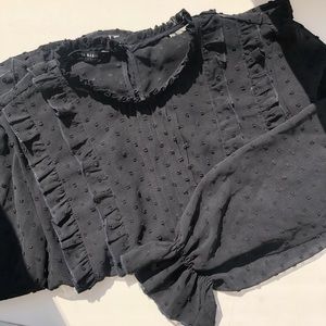 Zara sheer black frilly blouse